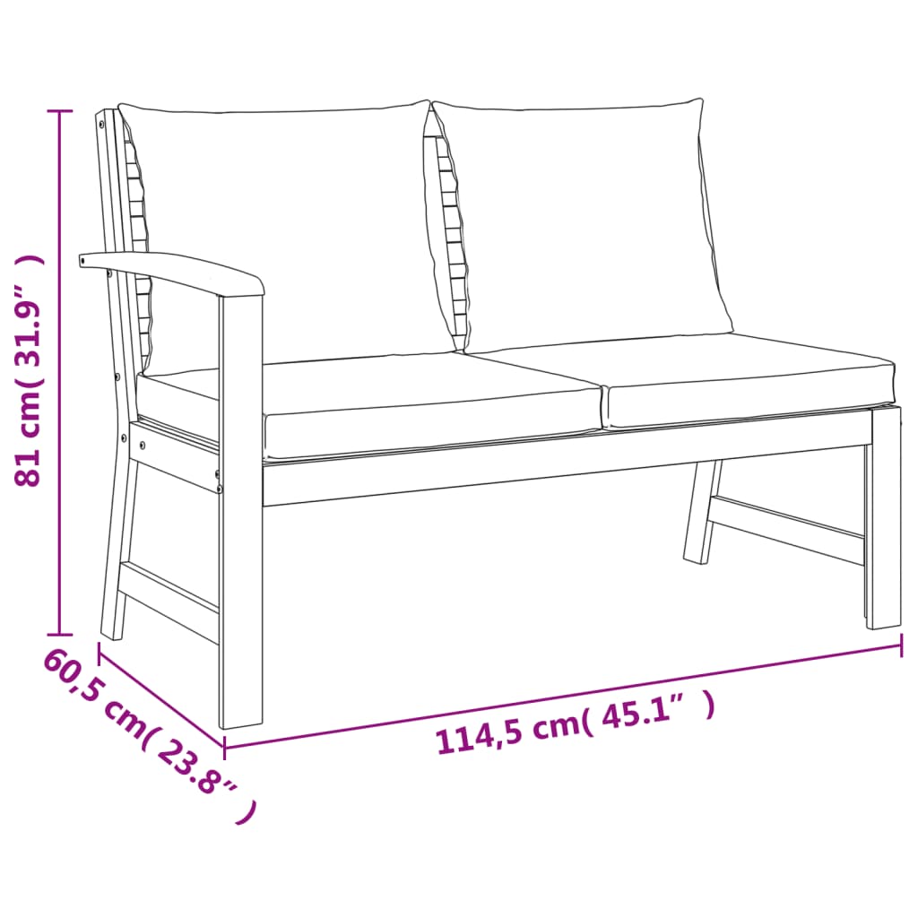Set da Pranzo Giardino 5pz con Cuscini Legno Massello di Acacia | homemem39
