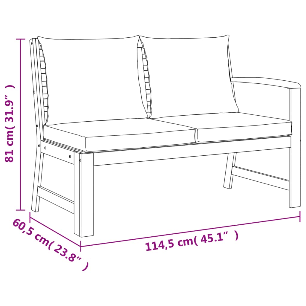 Set da Pranzo Giardino 5pz con Cuscini Legno Massello di Acacia | homemem39