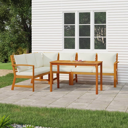 Set da Pranzo Giardino 5pz con Cuscini Legno Massello di Acacia | homemem39