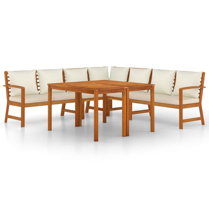 Set da Pranzo Giardino 7pz con Cuscini Legno Massello di Acacia | homemem39