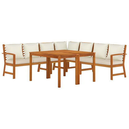 Set da Pranzo Giardino 7pz con Cuscini Legno Massello di Acacia | homemem39