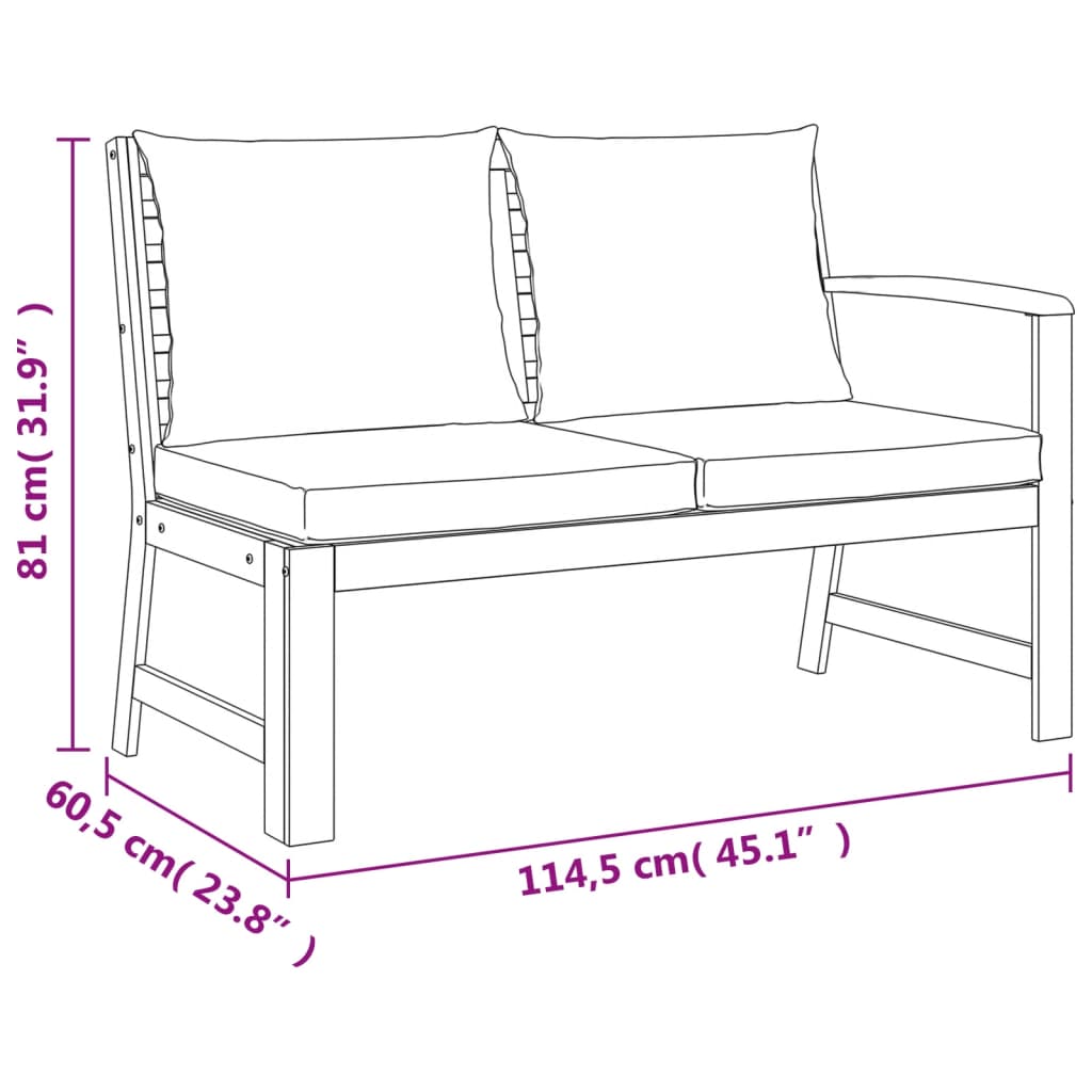 Set da Pranzo Giardino 7pz con Cuscini Legno Massello di Acacia | homemem39