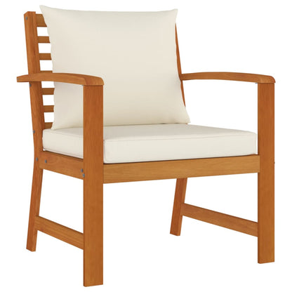 Set da Pranzo Giardino 4pz con Cuscini Legno Massello di Acacia | homemem39