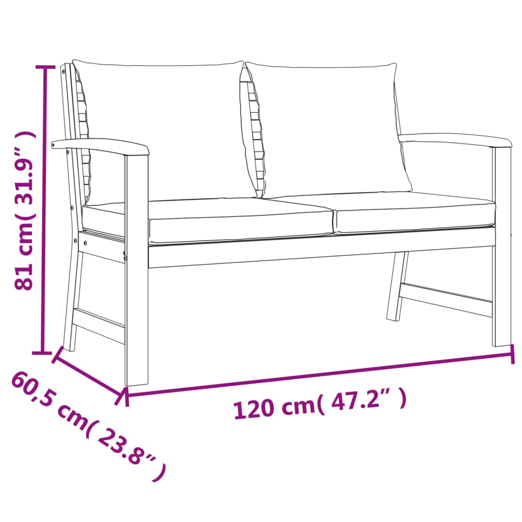 Set da Pranzo Giardino 4pz con Cuscini Legno Massello di Acacia | homemem39