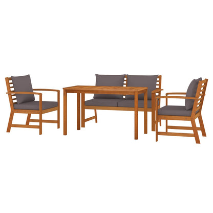 Set da Pranzo Giardino 4pz con Cuscini Legno Massello di Acacia - homemem39