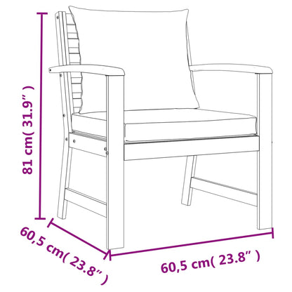 4pc Garden Dining Set with Solid Acacia Wood Cushions