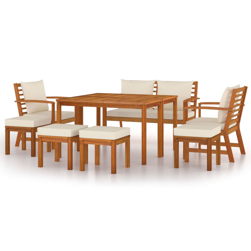 Set da Pranzo da Giardino 9pz con Cuscini Legno Massello Acacia - homemem39