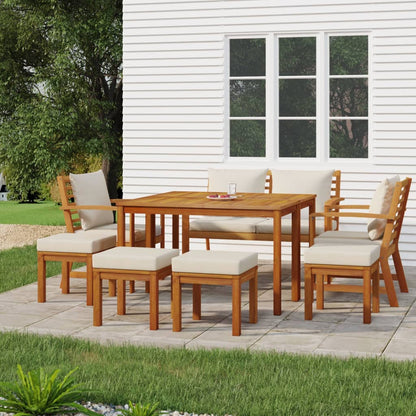 Set da Pranzo da Giardino 9pz con Cuscini Legno Massello Acacia | homemem39