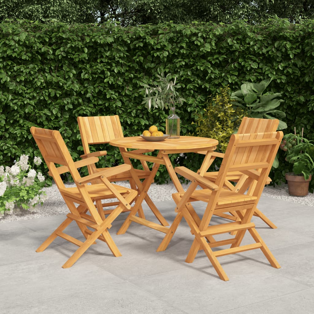 Set da Pranzo per Giardino 5 pz in Legno Massello di Teak - homemem39