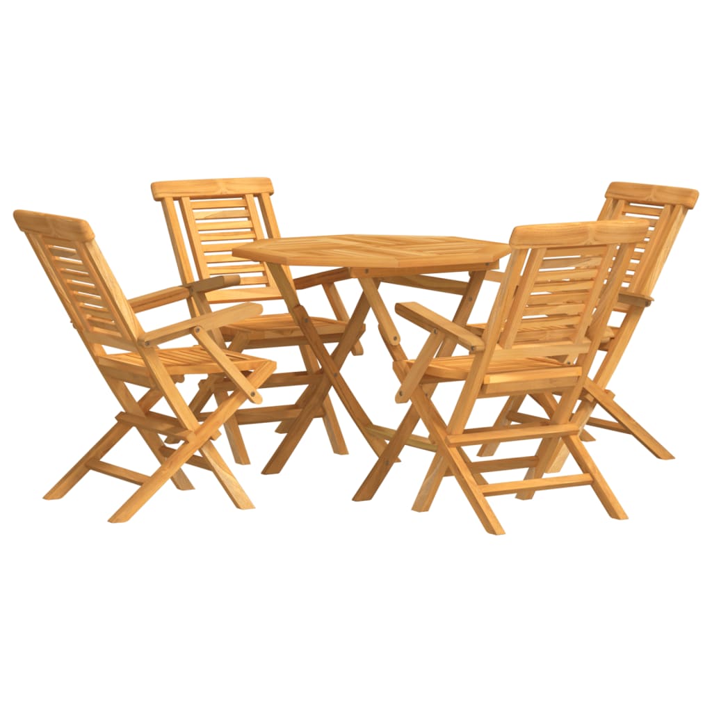 Set da Pranzo per Giardino 5 pz in Legno Massello di Teak | homemem39