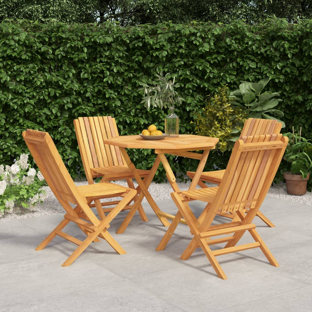 Set da Pranzo per Giardino 5 pz in Legno Massello di Teak | homemem39