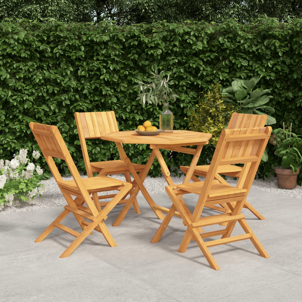 Set da Pranzo per Giardino 5 pz in Legno Massello di Teak | homemem39