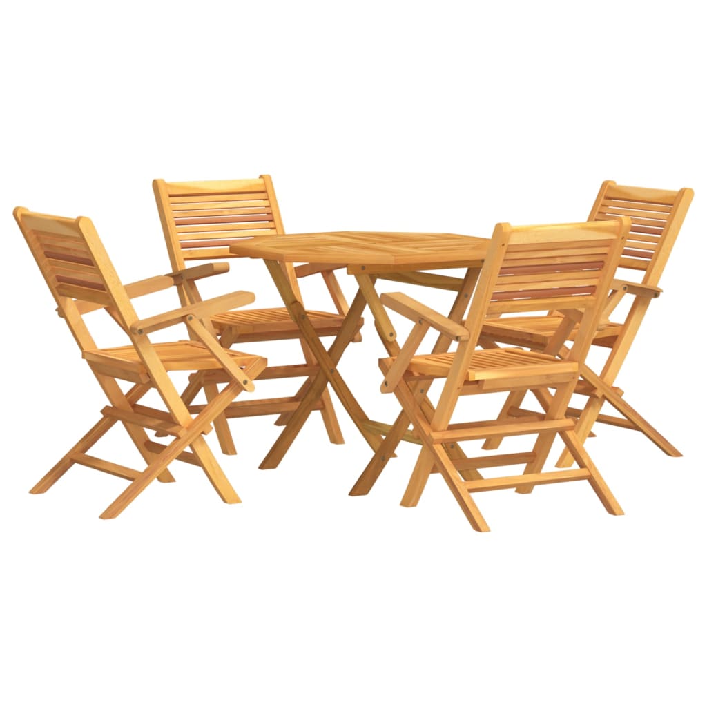 Set da Pranzo per Giardino 5 pz in Legno Massello di Teak