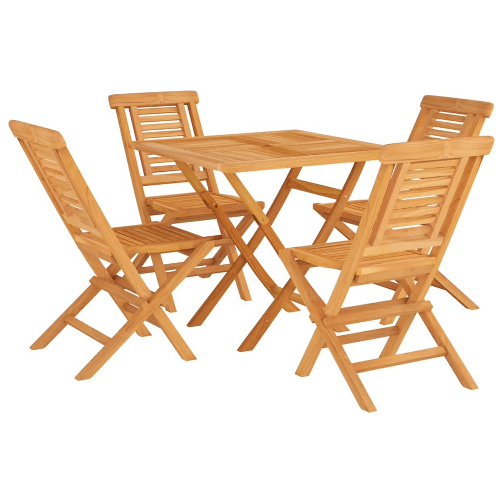 Set da Pranzo per Giardino 5 pz in Legno Massello di Teak