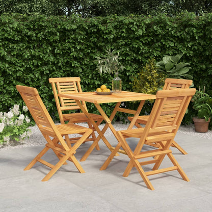 Set da Pranzo per Giardino 5 pz in Legno Massello di Teak