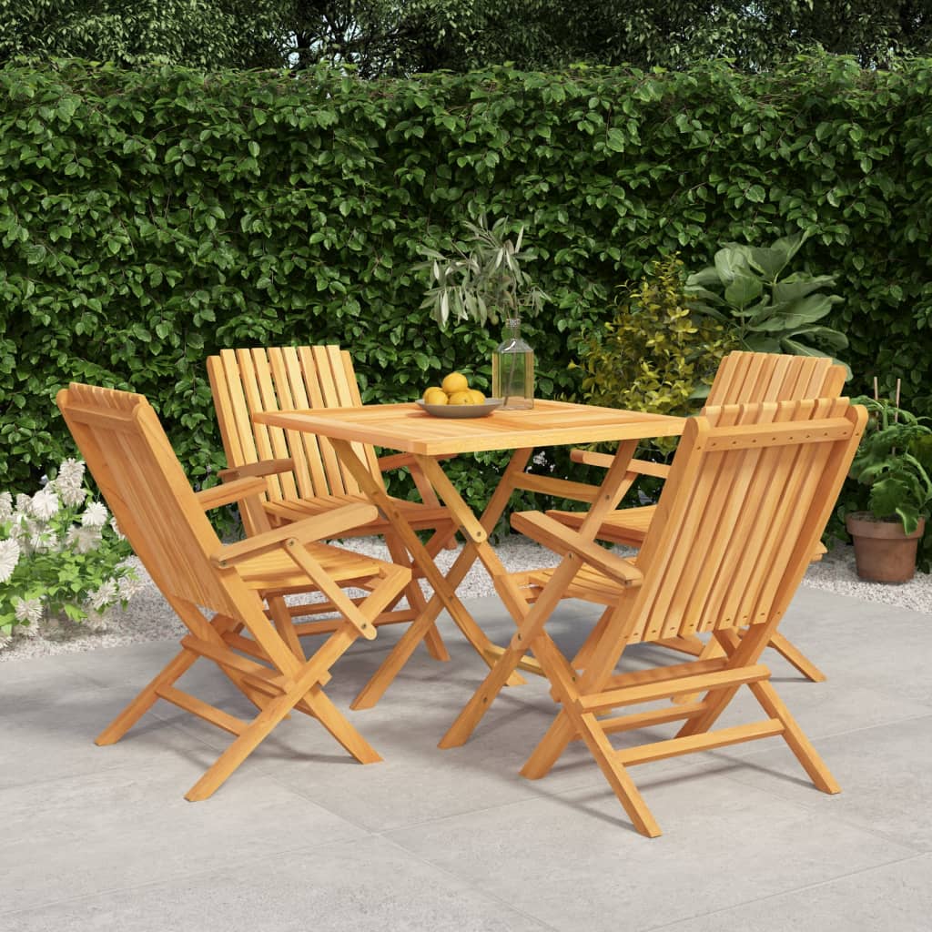 Set da Pranzo per Giardino 5 pz in Legno Massello di Teak | homemem39