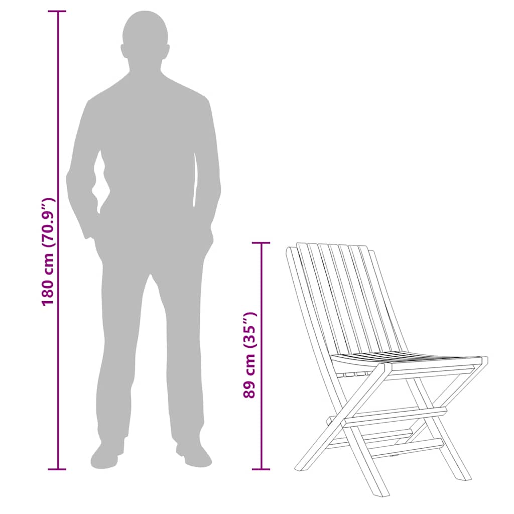 Sedie da Giardino Pieghevoli 4pz 47x47x89cm Legno Massello Teak - homemem39