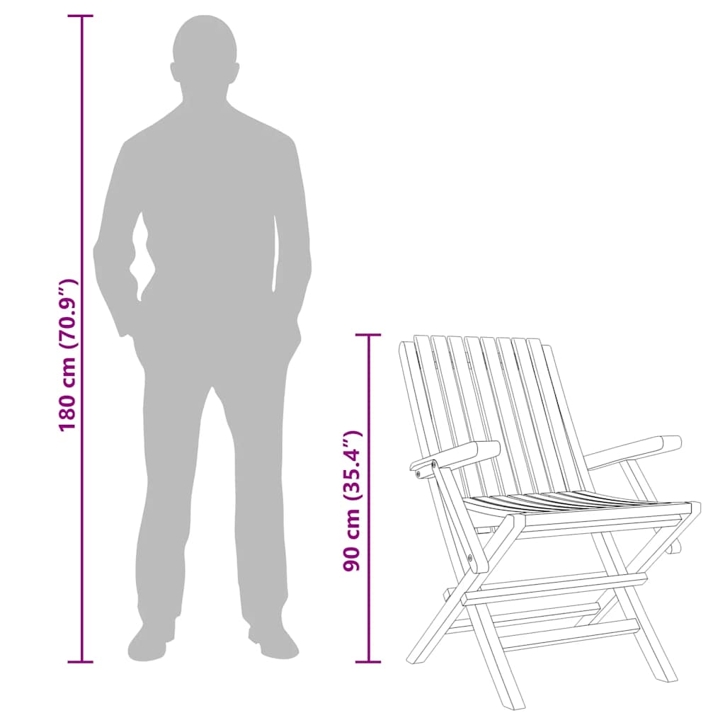 Sedie da Giardino Pieghevoli 8pz 61x67x90cm Legno Massello Teak - homemem39