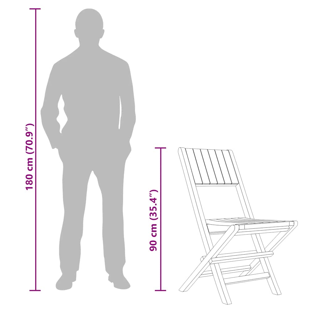 Sedie da Giardino Pieghevoli 6pz 47x61x90cm Legno Massello Teak - homemem39