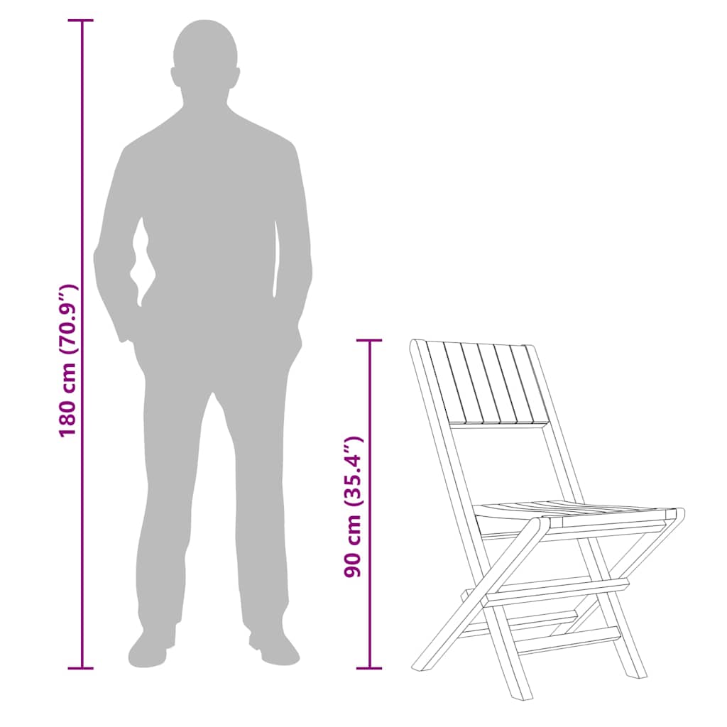 Sedie da Giardino Pieghevoli 8pz 47x61x90cm Legno Massello Teak - homemem39