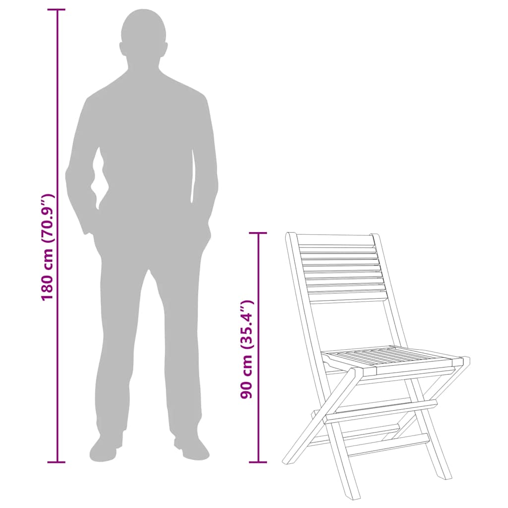 Sedie da Giardino Pieghevoli 4pz 47x62x90cm Legno Massello Teak - homemem39