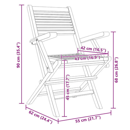 Sedie da Giardino Pieghevoli 6pz 55x62x90cm Legno Massello Teak - homemem39