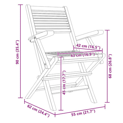 Sedie da Giardino Pieghevoli 8pz 55x62x90cm Legno Massello Teak - homemem39