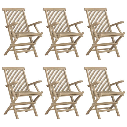 Sedie Giardino Pieghevoli 6pz Grigie 56x61x89 cm Massello Teak - homemem39