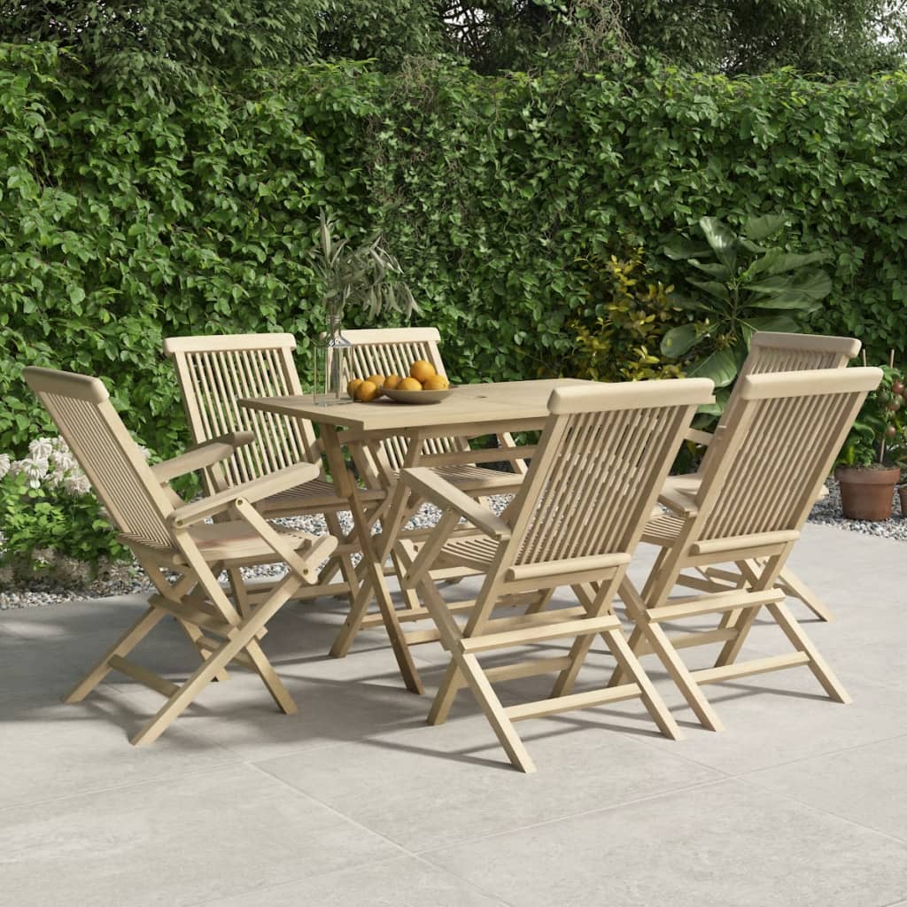 Sedie Giardino Pieghevoli 6pz Grigie 56x61x89 cm Massello Teak - homemem39