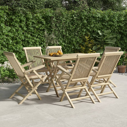 Sedie Giardino Pieghevoli 6pz Grigie 56x61x89 cm Massello Teak - homemem39
