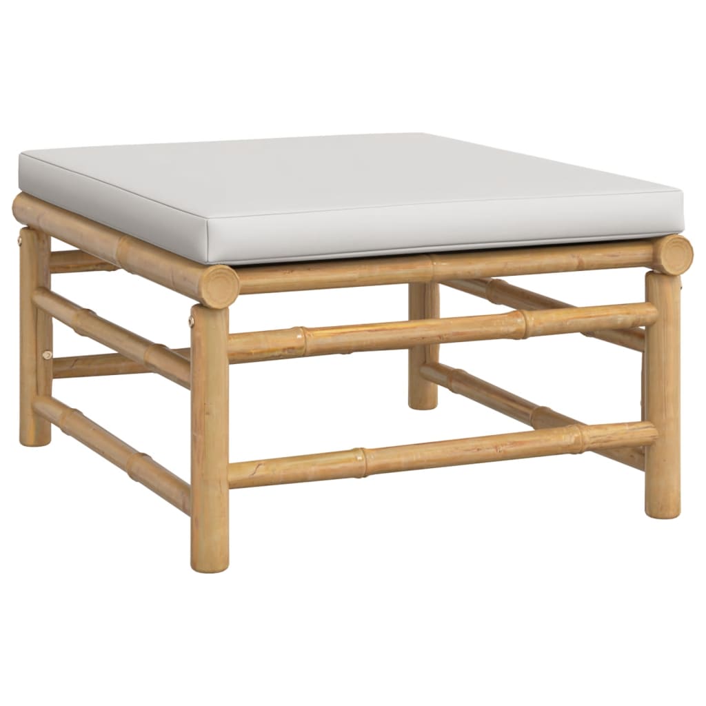 Set Salotto da Giardino 7pz con Cuscini Grigio Chiaro Bambù - homemem39