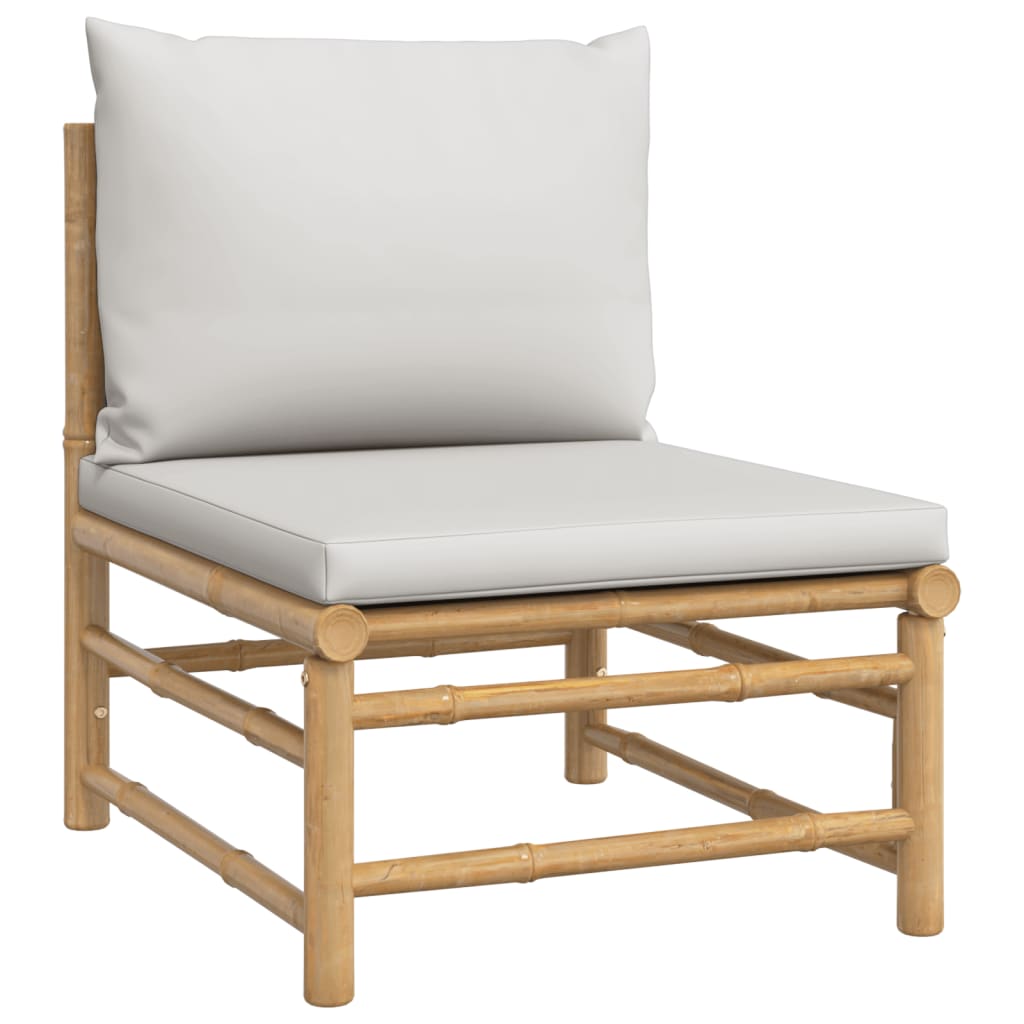 Set Salotto da Giardino 4pz con Cuscini Grigio Chiaro Bambù | homemem39