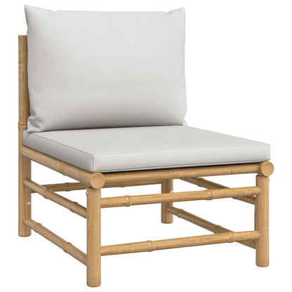 Set Salotto da Giardino 4pz con Cuscini Grigio Chiaro Bambù | homemem39