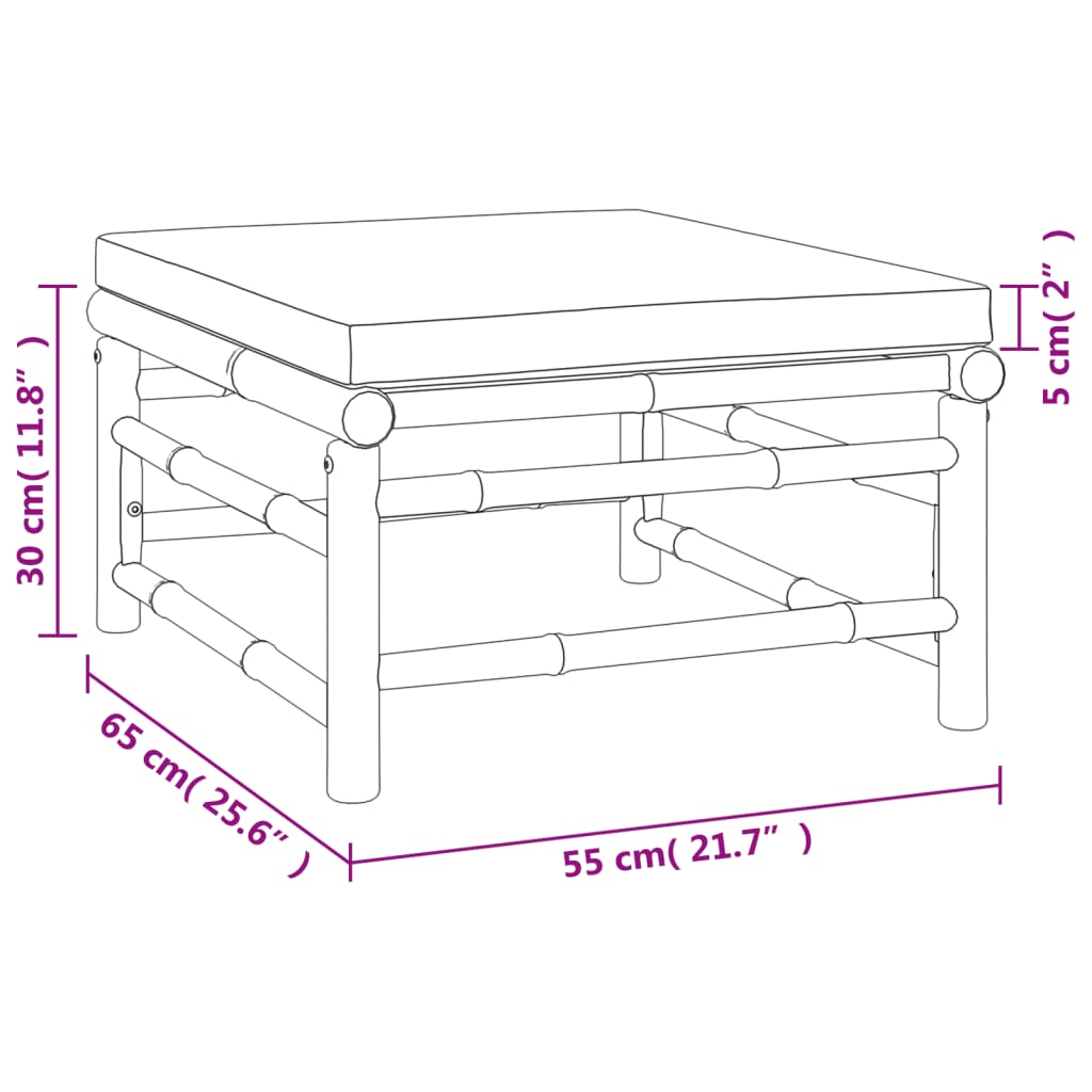 Set Salotto da Giardino 6pz con Cuscini Tortora Bambù