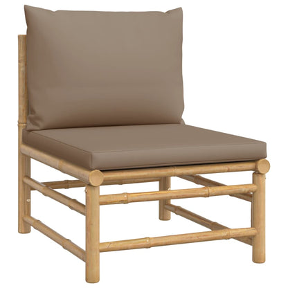Set Salotto da Giardino 6pz con Cuscini Tortora Bambù | homemem39