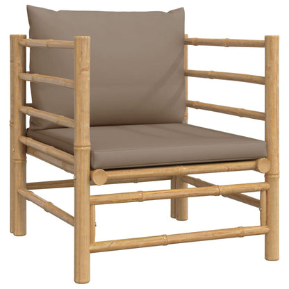Set Salotto da Giardino 7pz con Cuscini Tortora Bambù | homemem39