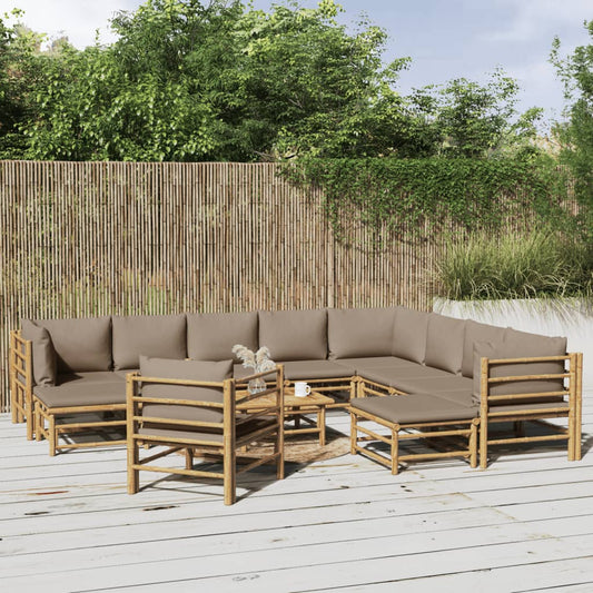 12pc Garden Lounge Set with Bamboo Dove Cushions