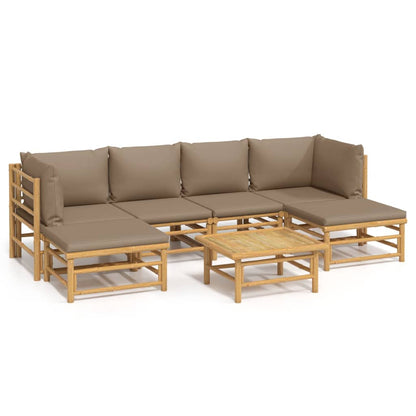 7pc Garden Lounge Set with Bamboo Dove Cushions