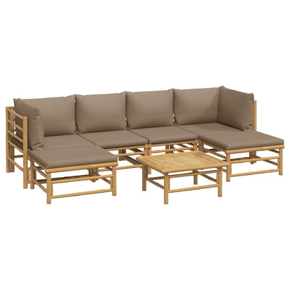 7pc Garden Lounge Set with Bamboo Dove Cushions