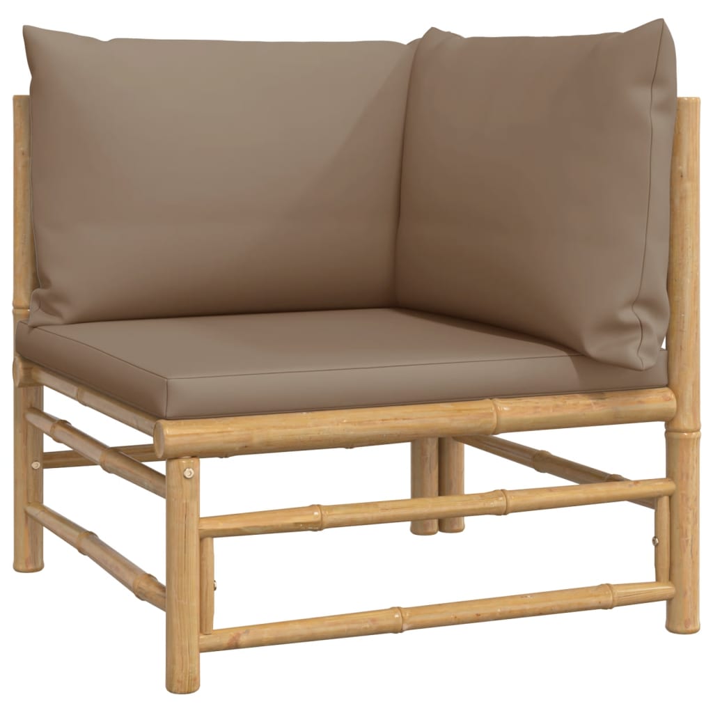 7pc Garden Lounge Set with Bamboo Dove Cushions