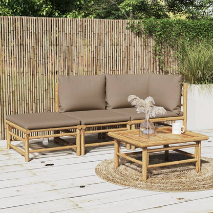 3pc Garden Lounge Set with Bamboo Dove Cushions