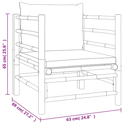 Set Salotto da Giardino 7pz con Cuscini Tortora Bambù | homemem39
