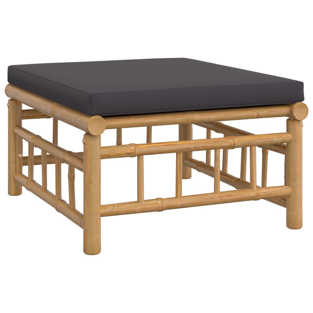 Set Salotto da Giardino 7pz con Cuscini Grigio Scuro Bambù | homemem39