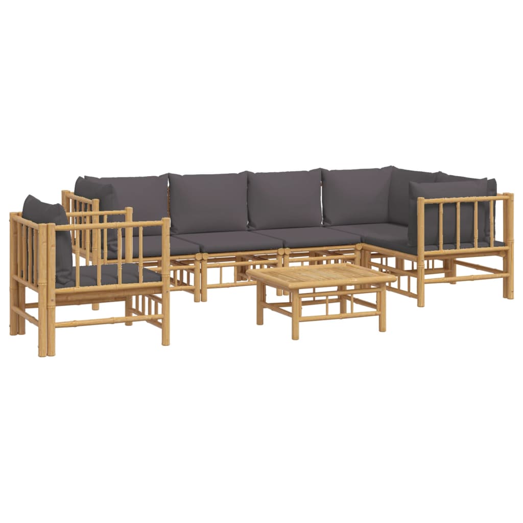 Set Salotto da Giardino 7pz con Cuscini Grigio Scuro Bambù | homemem39