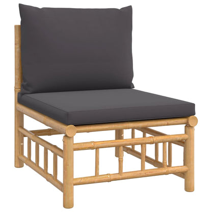 Set Salotto da Giardino 7pz con Cuscini Grigio Scuro Bambù | homemem39