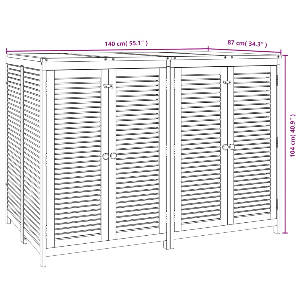 Contenitore da Giardino 140x87x104 cm Legno Massello di Acacia