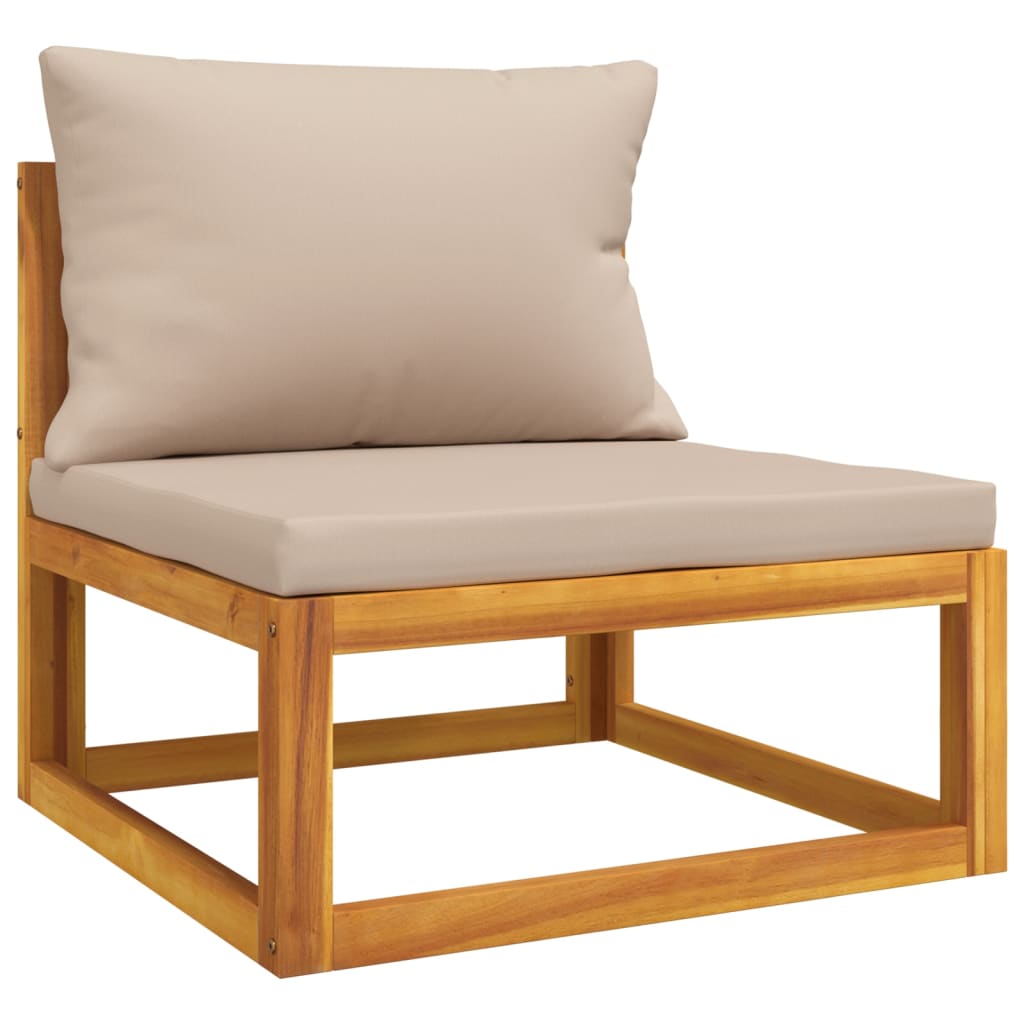 Set Salotto da Giardino 5pz con Cuscini Tortora Legno Massello | homemem39
