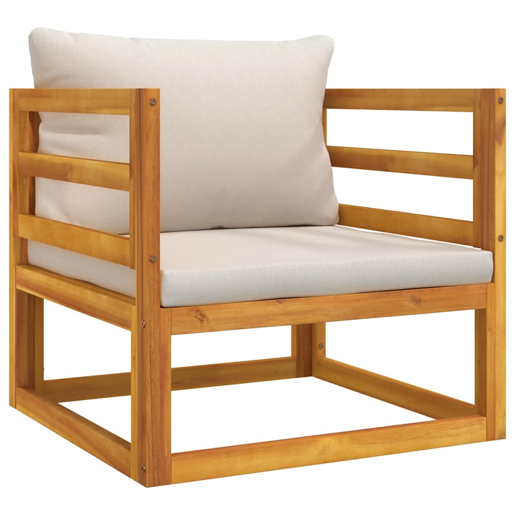 Set Salotto Giardino 7pz Cuscini Grigio Chiaro Legno Massello | homemem39