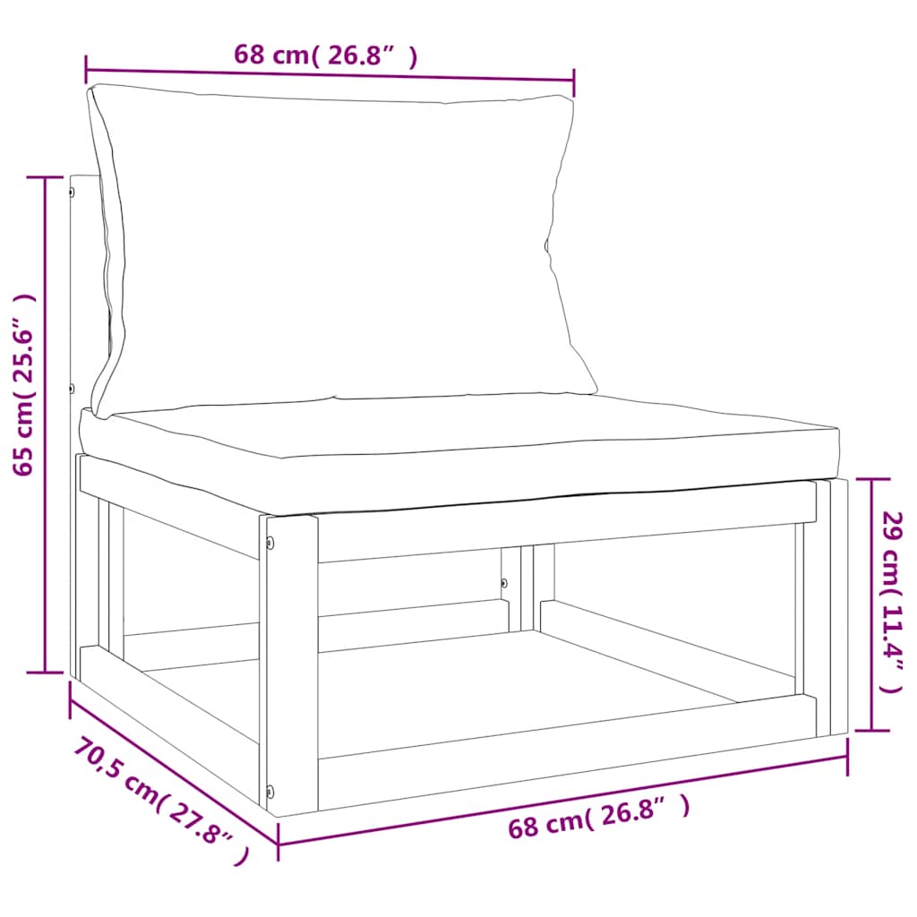 Set Salotto Giardino 7pz Cuscini Grigio Chiaro Legno Massello | homemem39