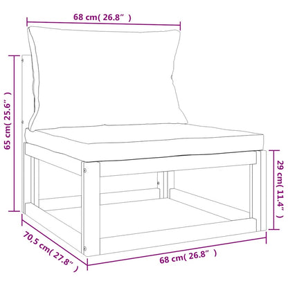 Set Salotto Giardino 7pz Cuscini Grigio Chiaro Legno Massello | homemem39